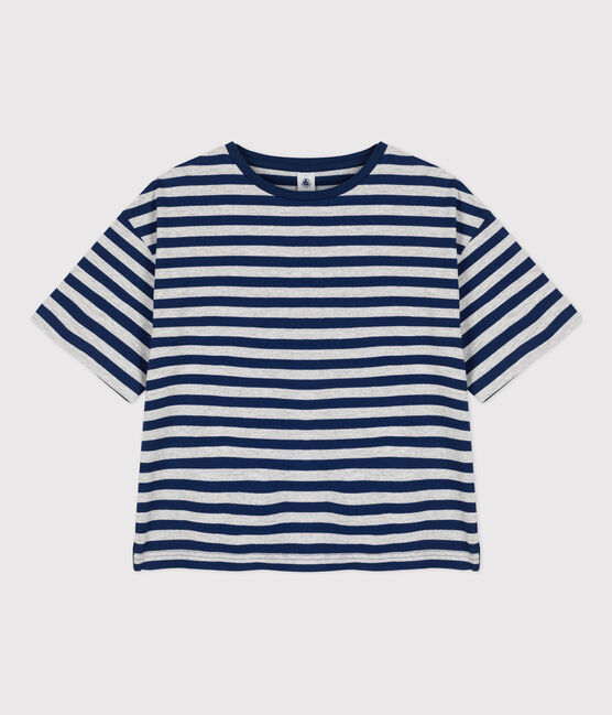 T-shirt LE BOXY in cotone donna blu MEDIEVAL/ FUMEE