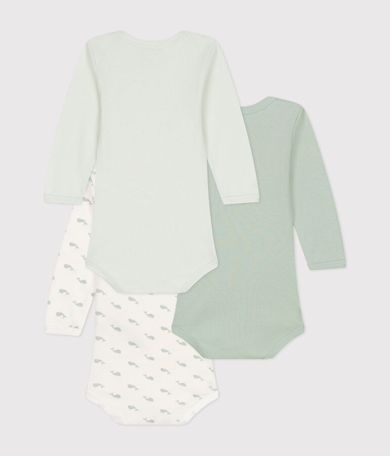 Confezione da 3 body a maniche lunghe con stampa  balene in cotone neonato multicolore