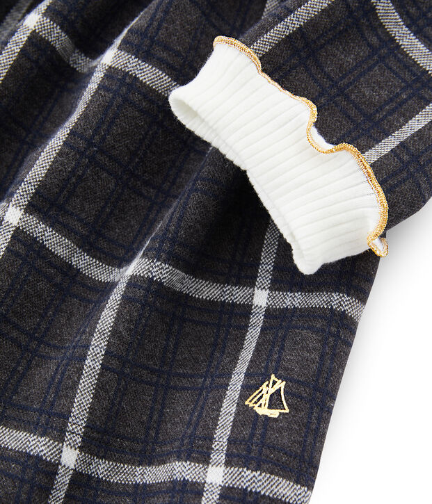 Abito in maglia a scacchi bambina grigio/multicolore