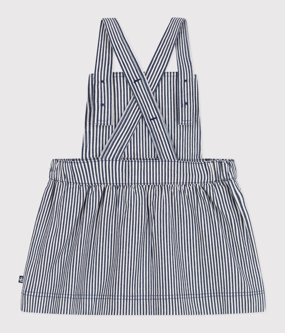 Abito salopette in cotone a righe neonato blu MEDIEVAL/bianco MARSHMALLOW