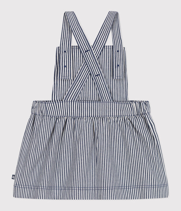 Abito salopette in cotone a righe neonato blu/bianco