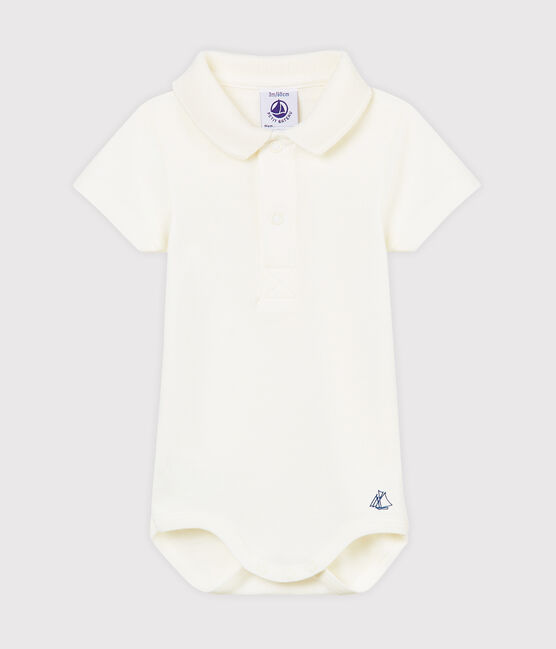 Body con colletto a polo bebè maschietto bianco MARSHMALLOW