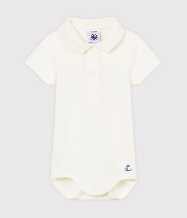 Body con colletto a polo beb&egrave; maschietto bianco