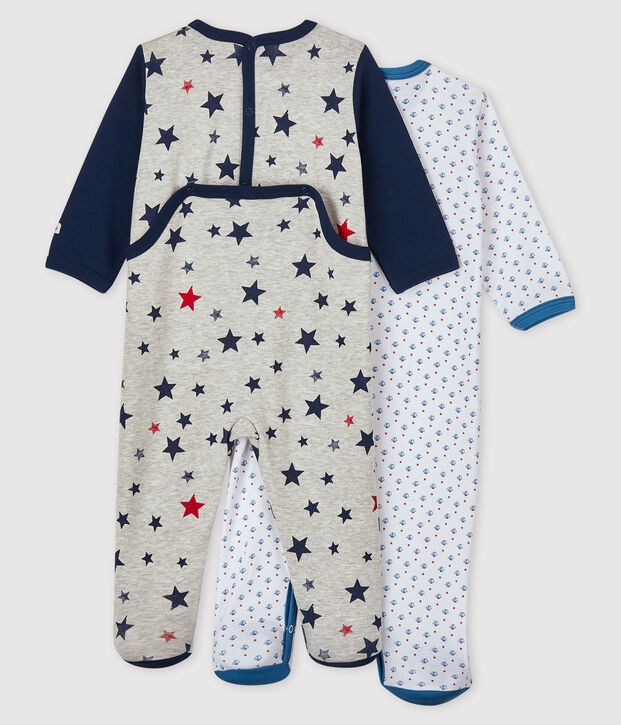Set di 2 tutine pigiama neonato a costine multicolore