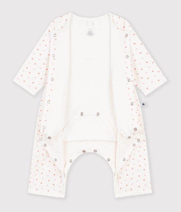 Bodyjama senza piedini in cotone con stampa a fiori neonata bianco/multicolore