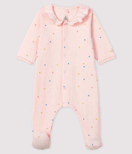 Pigiama tutina rosa a cuori bimba in tessuto tubico rosa FLEUR/bianco MULTICO