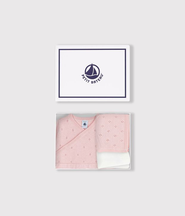 Set regalo con pagliaccetto e collant in maglia neonata multicolore