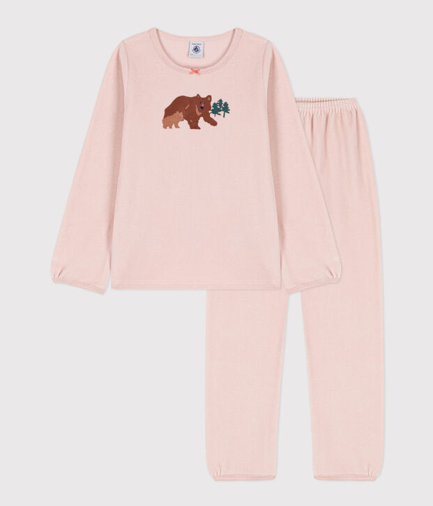 Pigiama bambina in ciniglia rosa