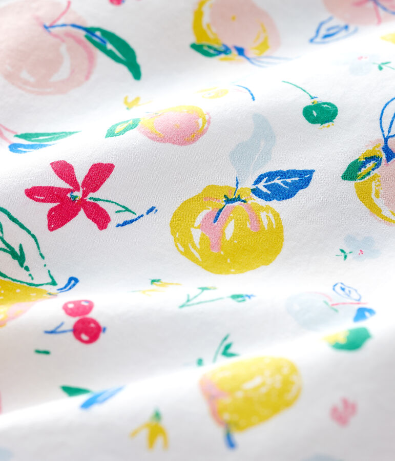 Blusa manica corta in popeline beb&egrave; femmina bianco/multicolore