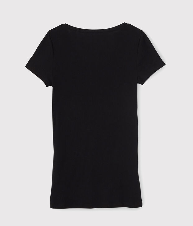 T-shirt L'ICONIQUE scollo a V in cotone donna nero
