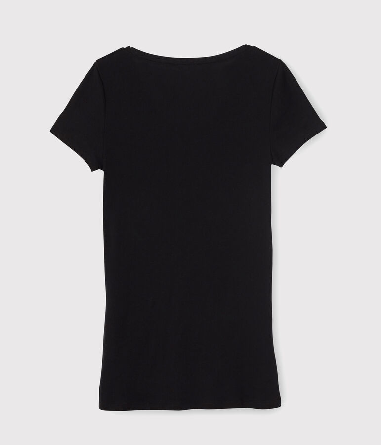 T-shirt L'ICONIQUE scollo a V in cotone donna nero