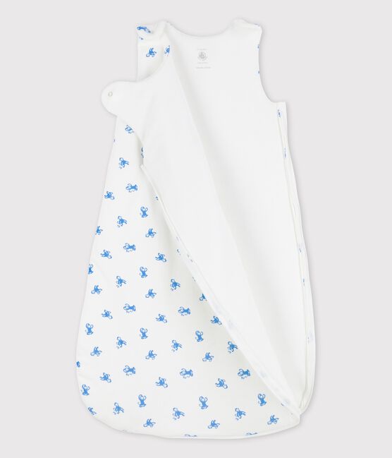 Sacco nanna bebè in cotone biologico bianco MARSHMALLOW/blu BRASIER