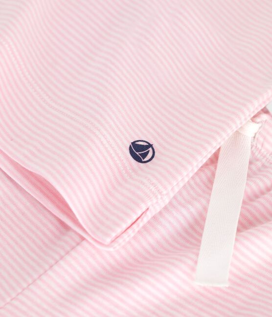 Pigiama a maniche corte e con gamba ampia in cotone a righe bambina rosa MARQUISE/ MARSHMALLOW