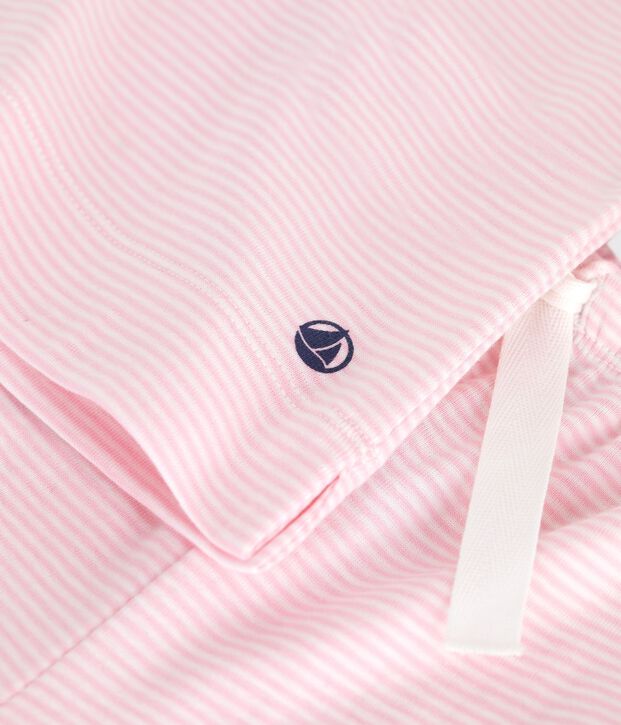Pigiama a maniche corte e con gamba ampia in cotone a righe bambina rosa/bianco