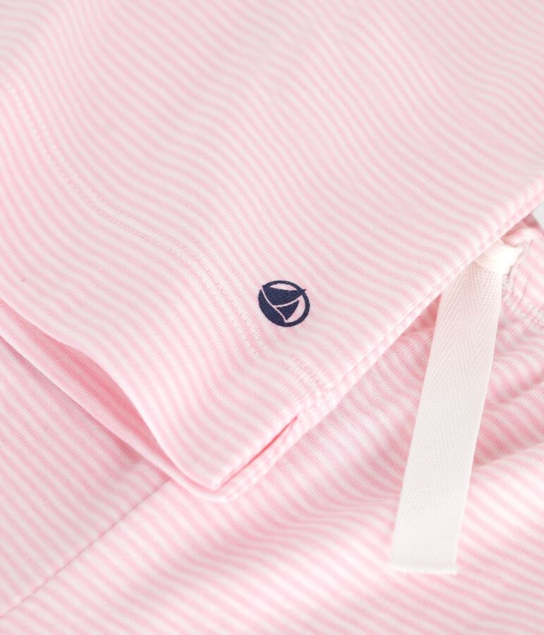 Pigiama a maniche corte e con gamba ampia in cotone a righe bambina rosa/bianco