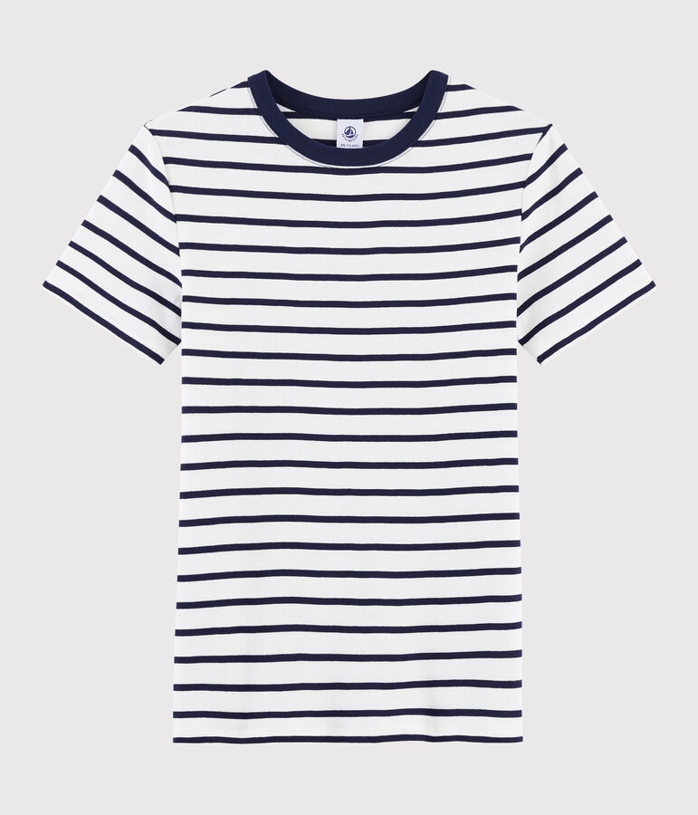 T-shirt iconica scollo rotondo Donna bianco/blu