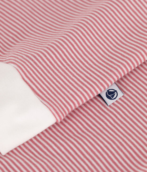 Pigiama in cotone a righe donna rosa/bianco