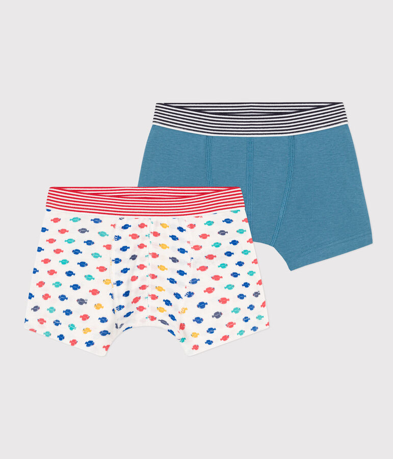 Confezione da 2 boxer animali marini in cotone bambino multicolore
