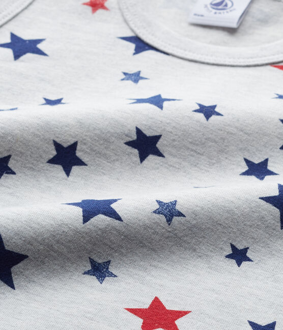 Canotta per bambino con stampa in jersey stretch grigio BELUGA/bianco MULTICO