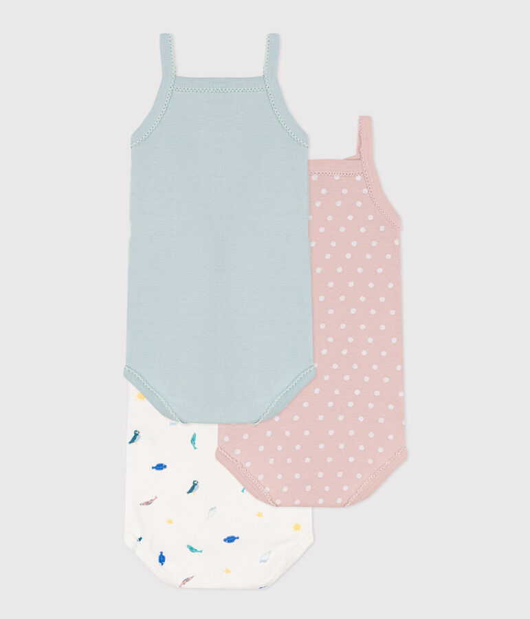 Confezione da 3 body con spalline in cotone con animali marini multicolore
