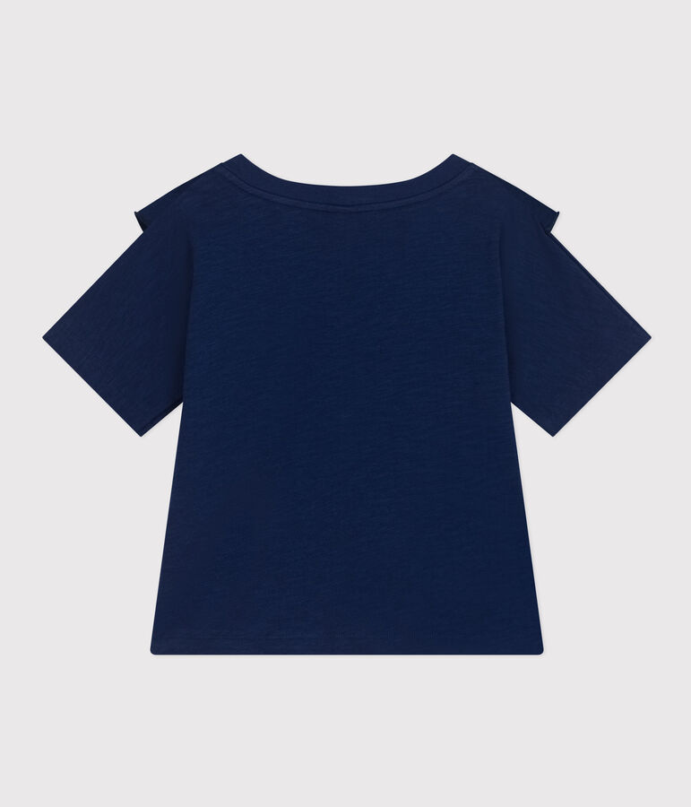 T-shirt in jersey fiammato bambina blu
