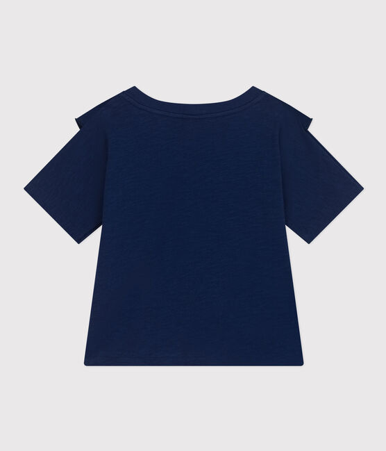 T-shirt in jersey fiammato bambina blu MEDIEVAL