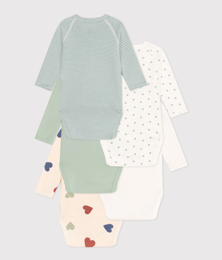 Confezione da 5 body incrociati beb&egrave; a maniche lunghe in cotone variante 1