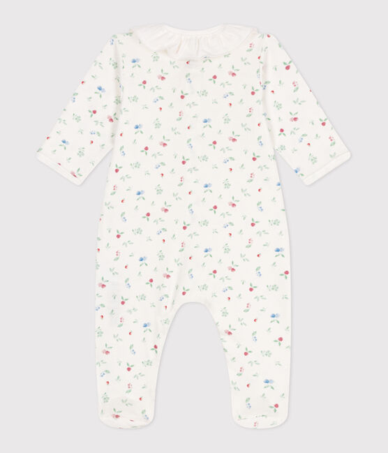 Pigiama in cotone con colletto a fiori neonato bianco MARSHMALLOW/bianco MULTICO