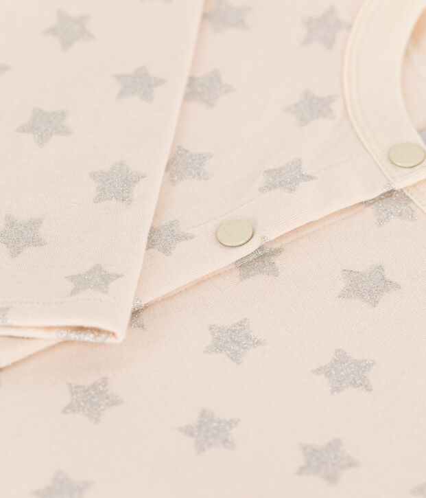 Cardigan in tubique stampato bambina ecru/grigio