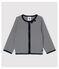 Cardigan millerighe a costina 2x2 bebè femmina blu SMOKING/bianco MARSHMALLOW