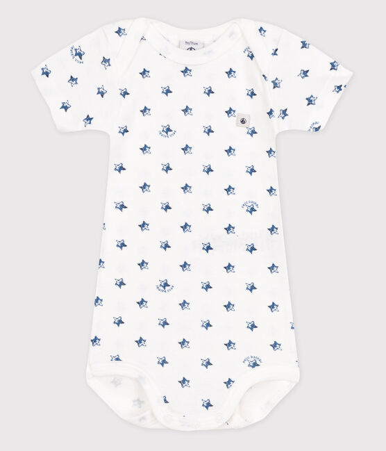 Body manica corta bebè bianco ECUME/blu MEDIEVAL