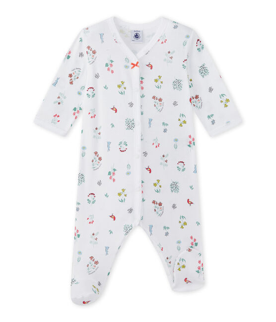 Tutina bebè bambina stampata bianco ECUME/bianco MULTICO