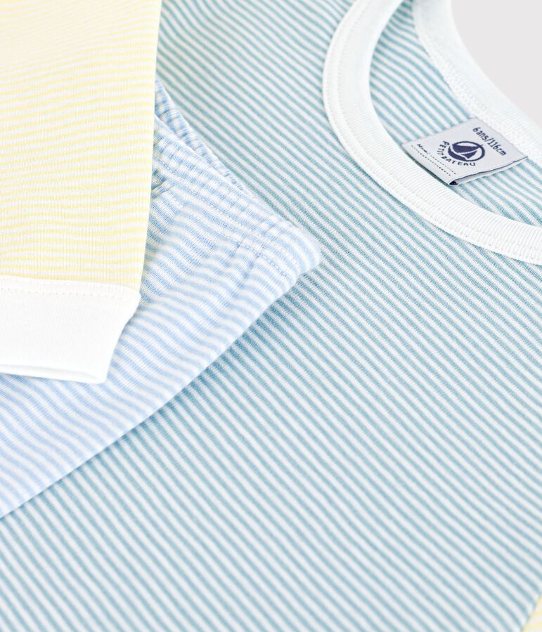 Pigiama in cotone a righe bambino verde/multicolore