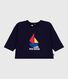 T-shirt a maniche lunghe in cotone con motivo gatto neonato