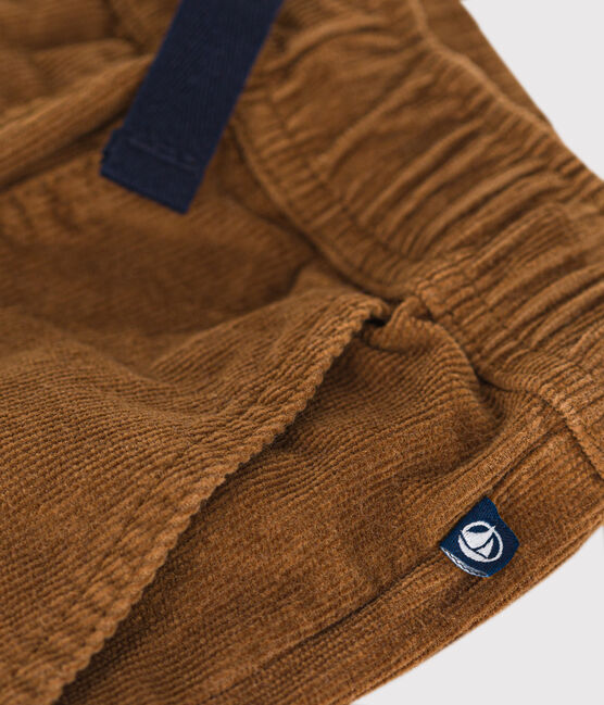 Pantaloni dalla linea dritta in velluto bambino marrone CUIVRE
