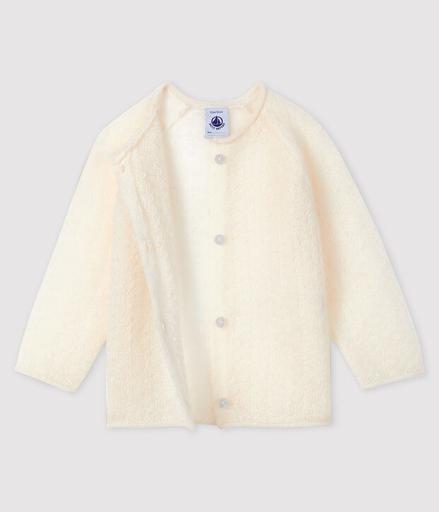 Cardigan beb&egrave; femmina in tricot bianco