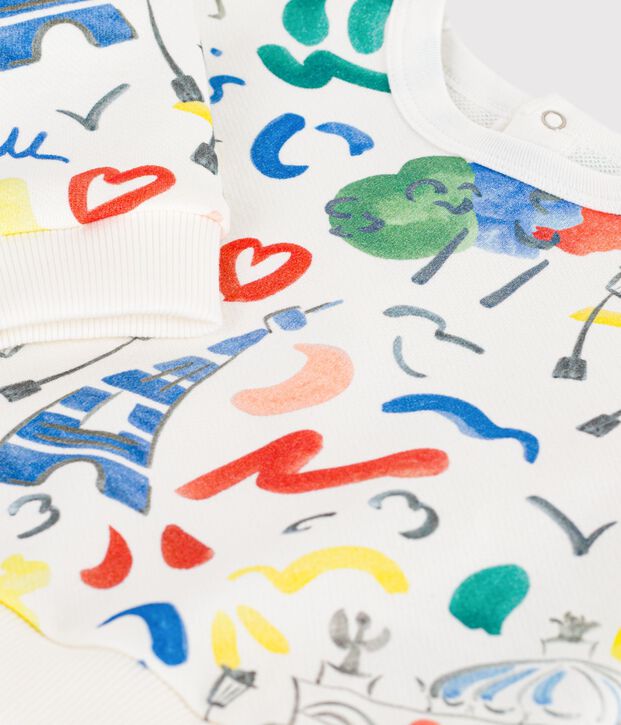 Felpa in cotone con stampa Op&eacute;ra de Paris neonato bianco/multicolore