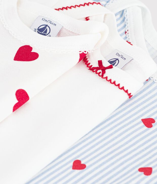 Set di body a maniche lunghe in cotone con stampa a cuori neonato multicolore
