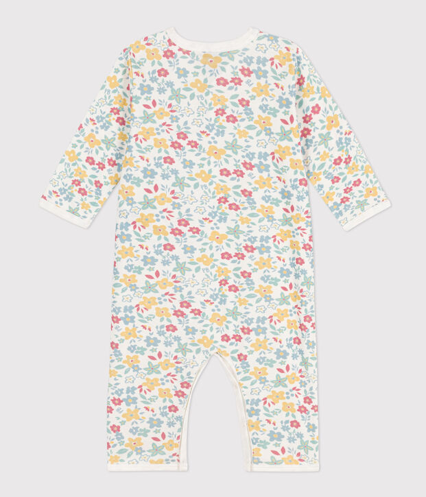 Tutina pigiama senza piedi in cotone stampato bianco/multicolore