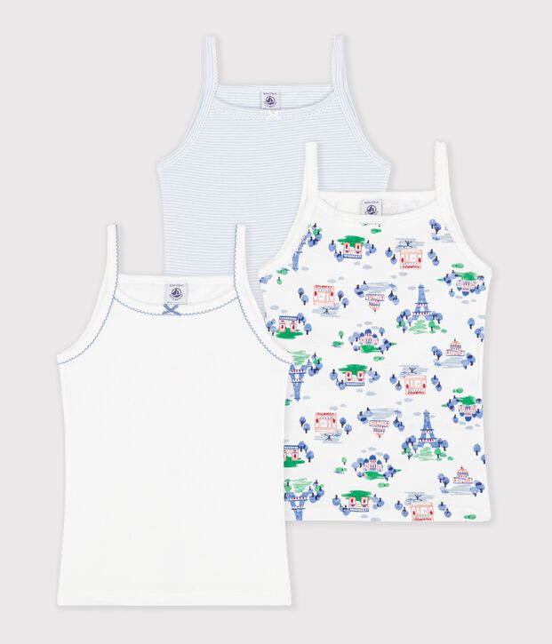Set di canotte in cotone con stampa Parigi bambina multicolore