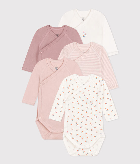 CONFEZIONE DA 5 BODY A MANICHE LUNGHE IN COTONE PER NEONATI variante 2