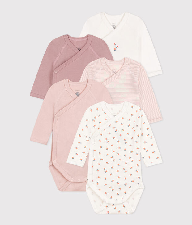 CONFEZIONE DA 5 BODY A MANICHE LUNGHE IN COTONE PER NEONATI multicolore