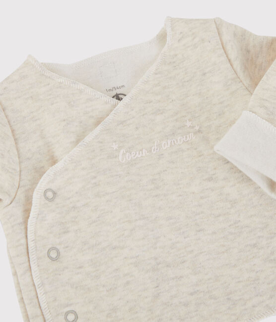 Cardigan bebè grigio chiné in jersey di cotone biologico beige MONTELIMAR CHINE