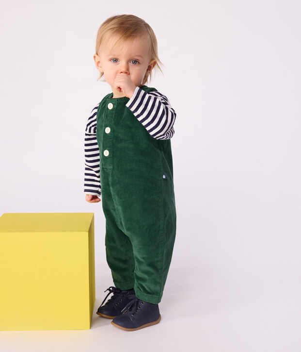 Tutina lunga in ciniglia tinta unita neonato verde