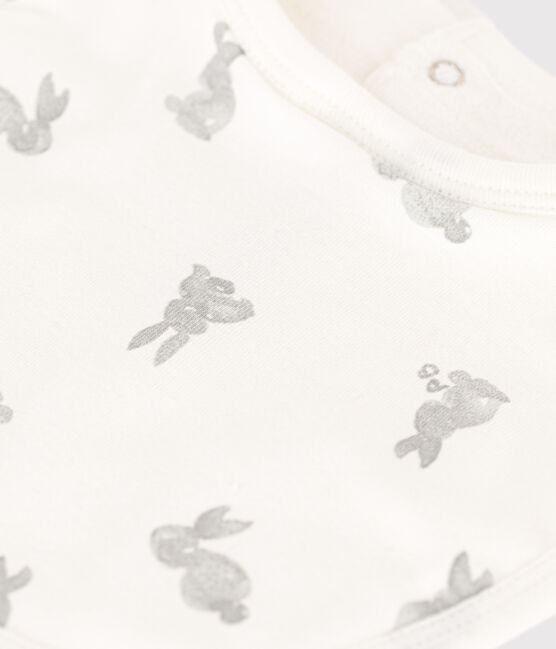 Bavaglino singolo in cotone bianco MARSHMALLOW/grigio SOURICEAU