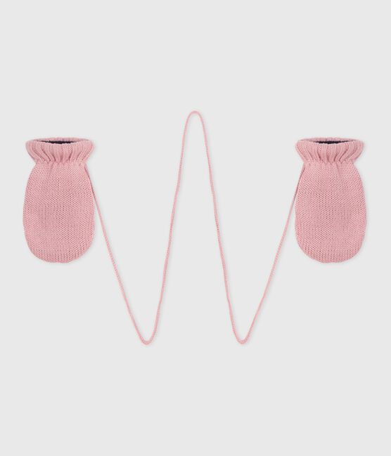 Muffole in maglia foderata in pile neonata rosa CHARME