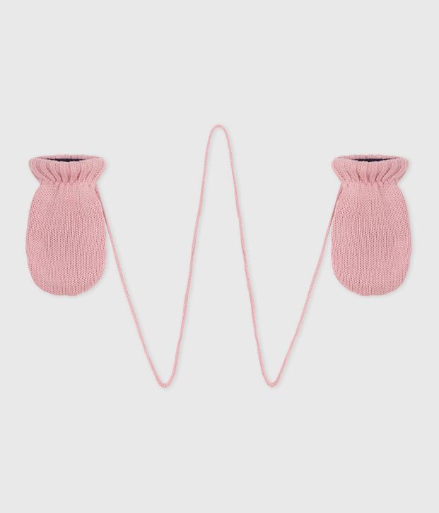 Muffole in maglia foderata in pile neonata rosa