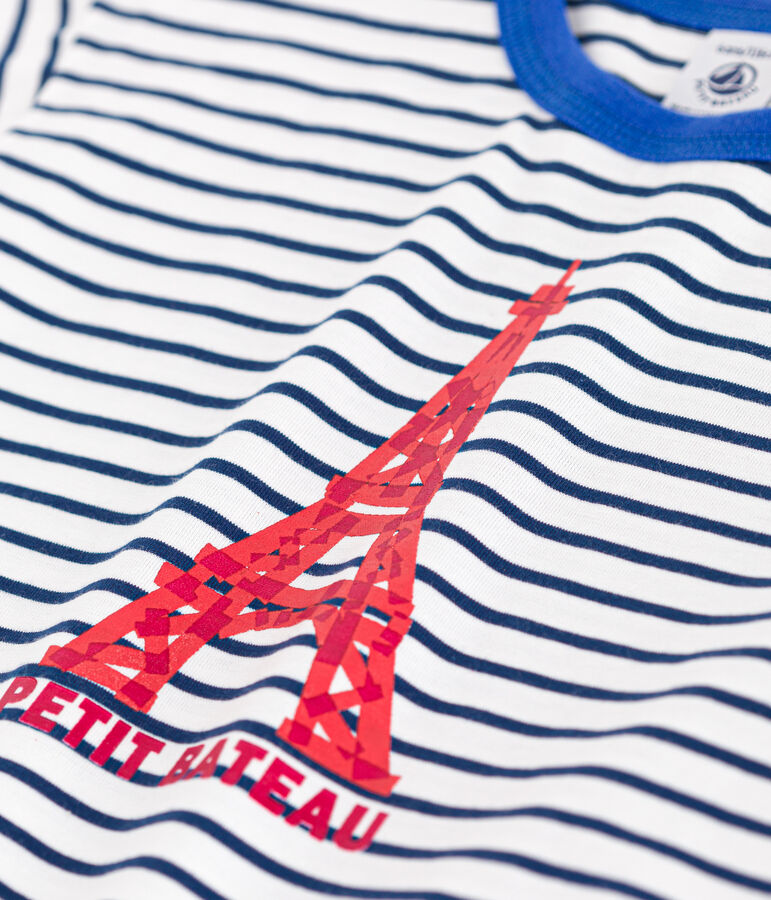 T-shirt a maniche corte in jersey bambino bianco/blu