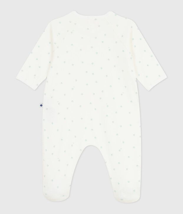 Pigiama in cotone con stampa neonato bianco/blu