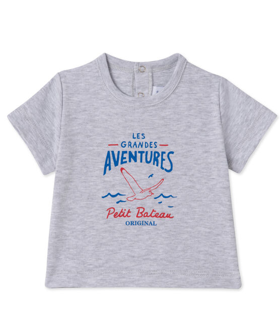 T-shirt per bebè maschio serigrafata grigio POUSSIERE CHINE